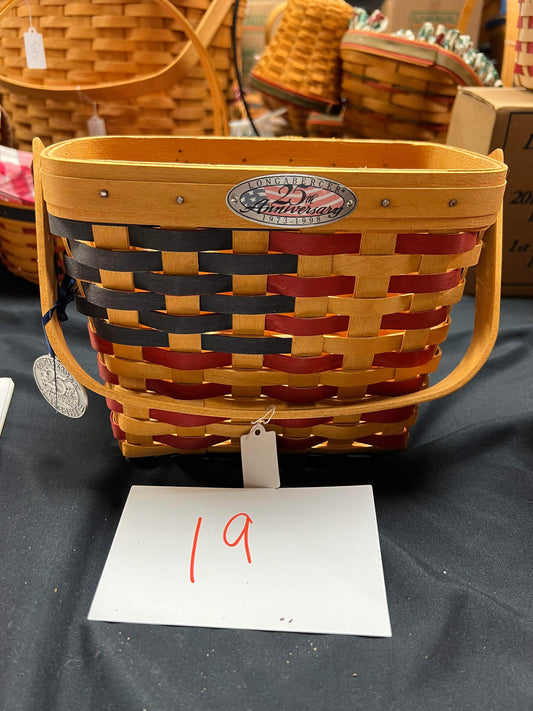 Longaberger 25th Anniversary Small Basket with Protector and Tie On