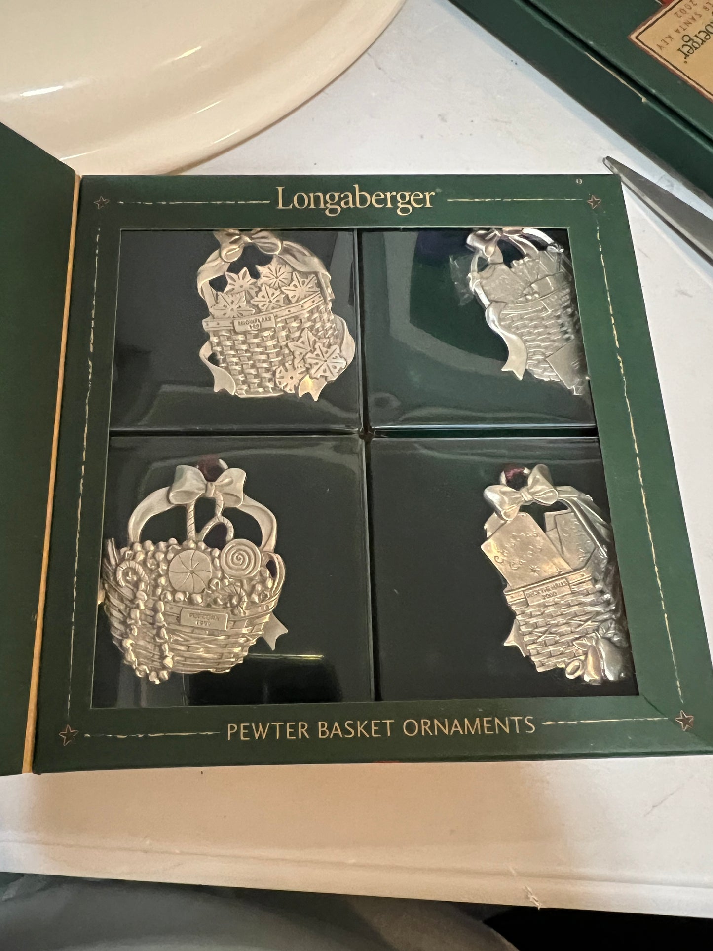 Longaberger pewter basket ornaments
