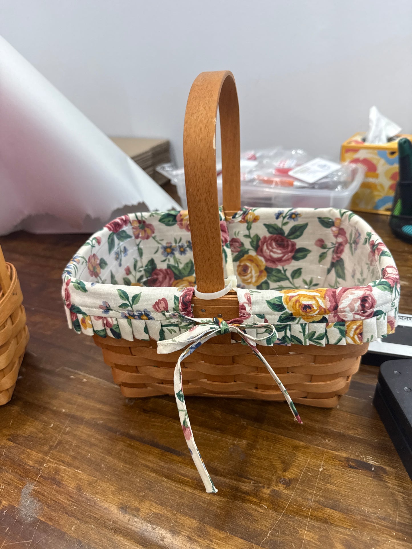 Longaberger Spring basket with liner and protector