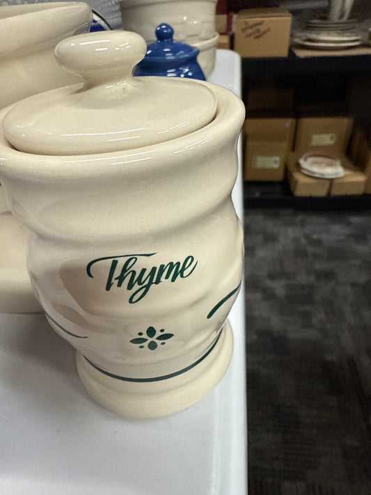 Longaberger heritage green  spice jar thyme