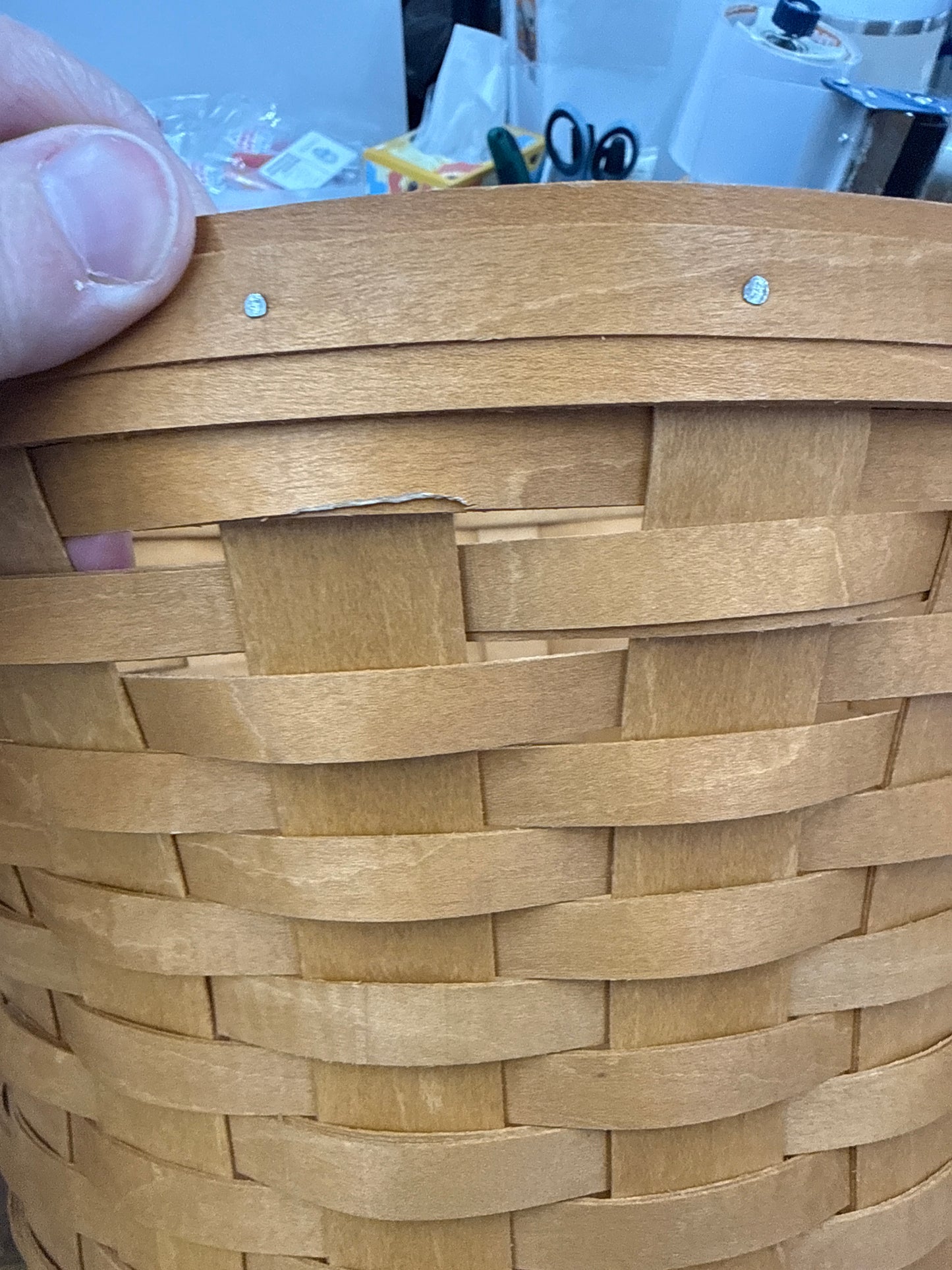 Longaberger large fruit basket-chip in splint