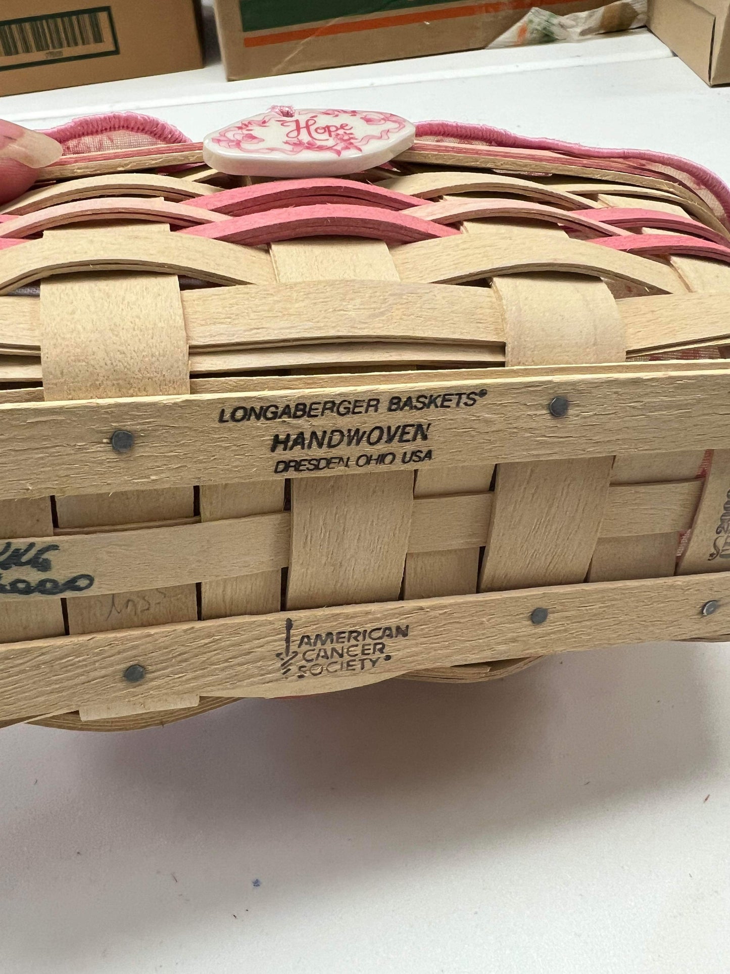 Longaberger Horizon of Hope 2000 Basket with Liner and Protector