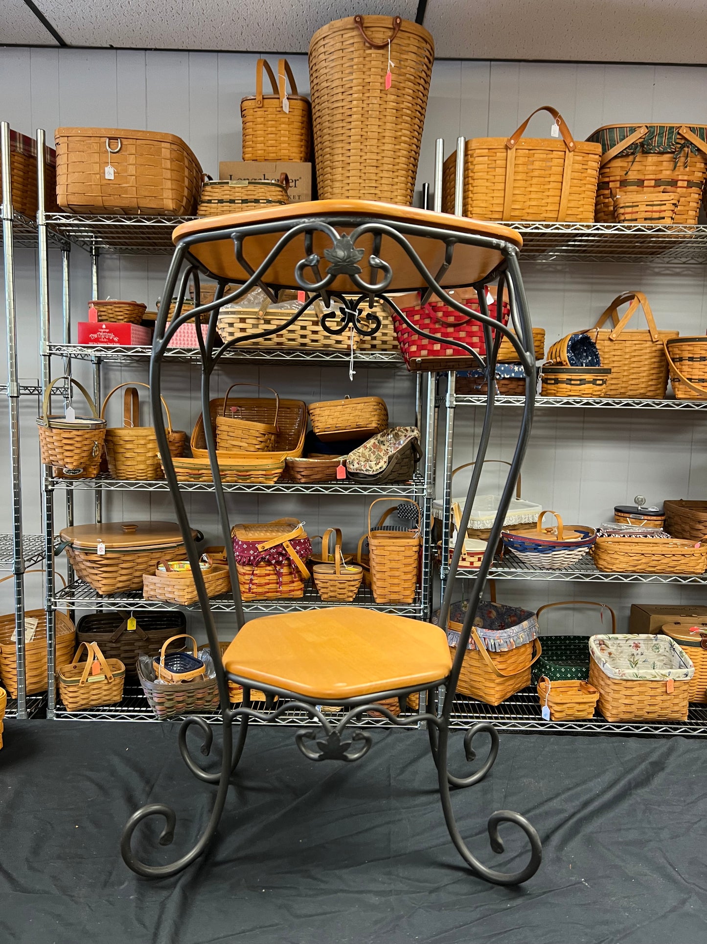 Longaberger wrought iron generation table with shelves Bonkers 4 Baskets