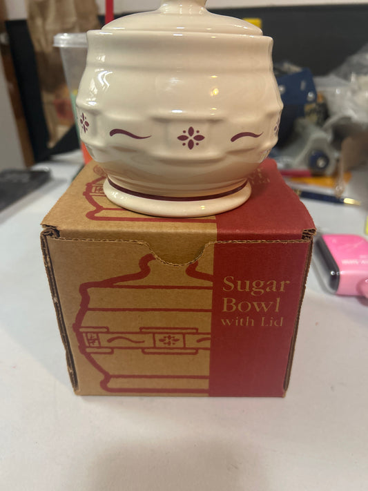 Longaberger sugar bowl with lid red