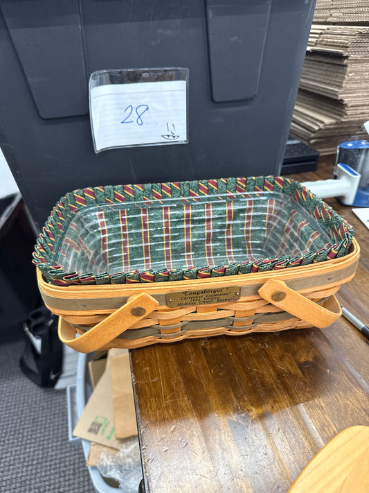 Longaberger 1996 holiday cheer basket with liner and protect