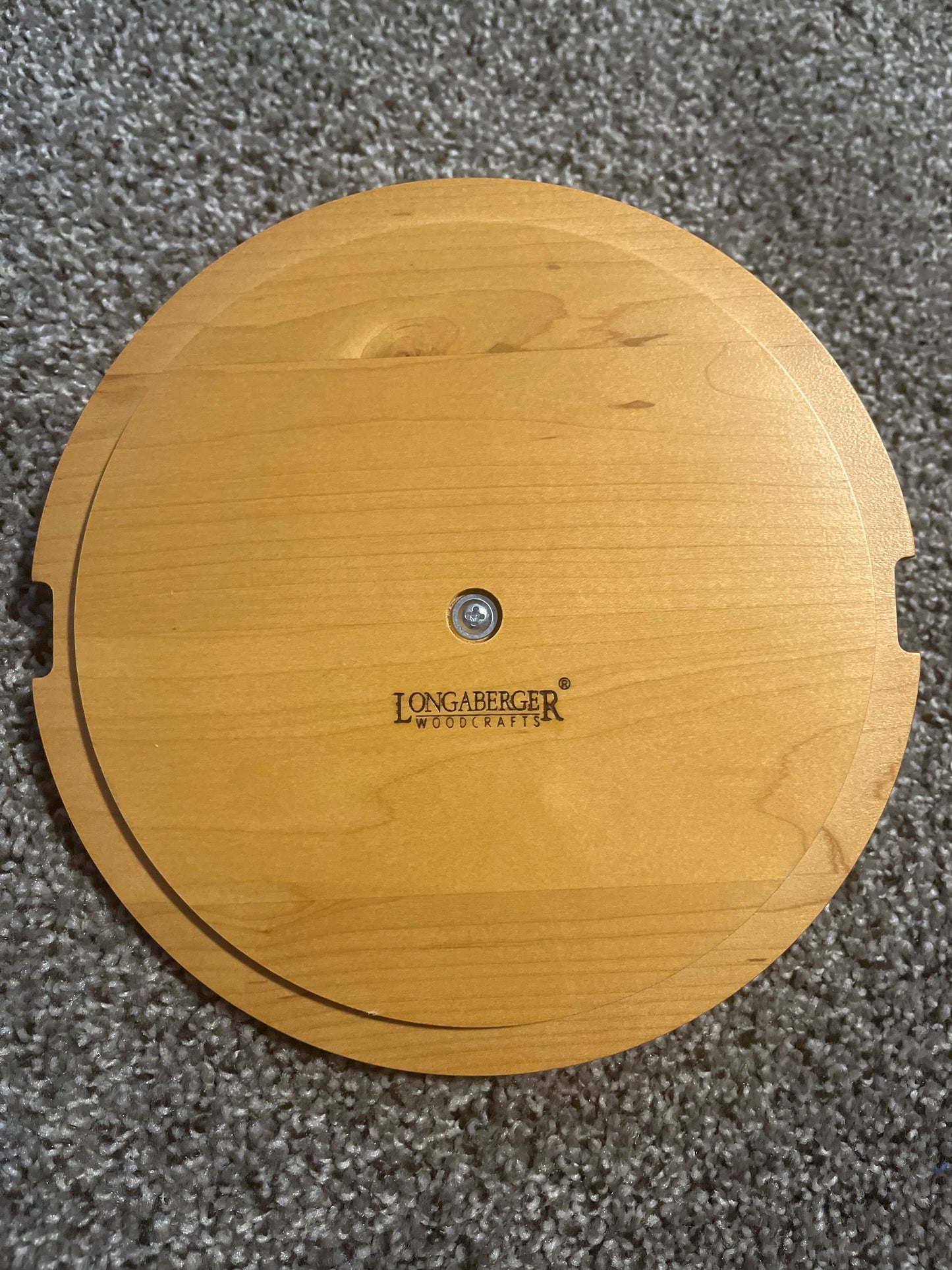 Longaberger 8” Round Wooden Basket Lid with Side Notches for Handle