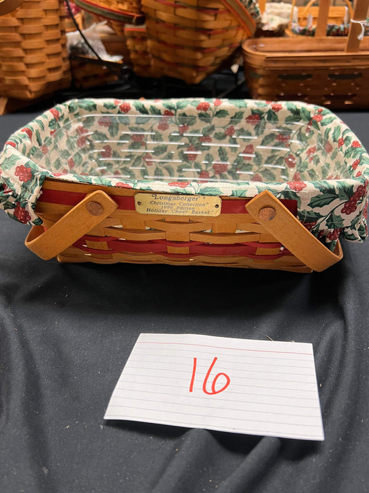 Longaberger 1996 Holiday Cheer Basket with Liner and Protector