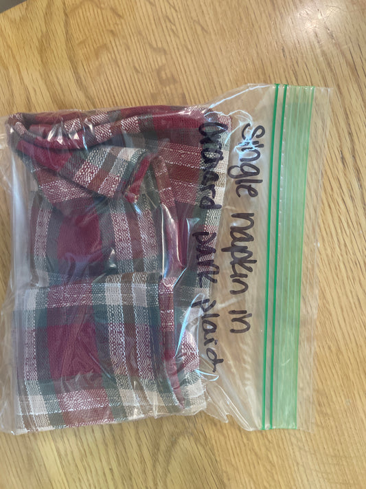 Single napkin in orchard park plaid