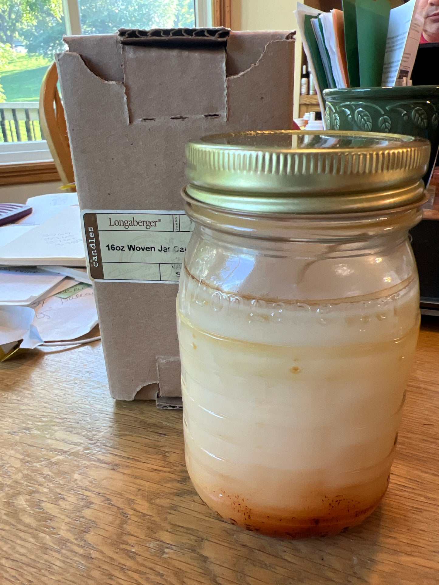 Longaberger 16oz woven jar candle in vanilla spice