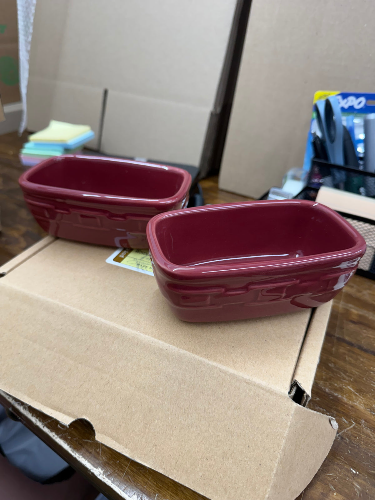 Longaberger set of 2 dash bowls in paprika