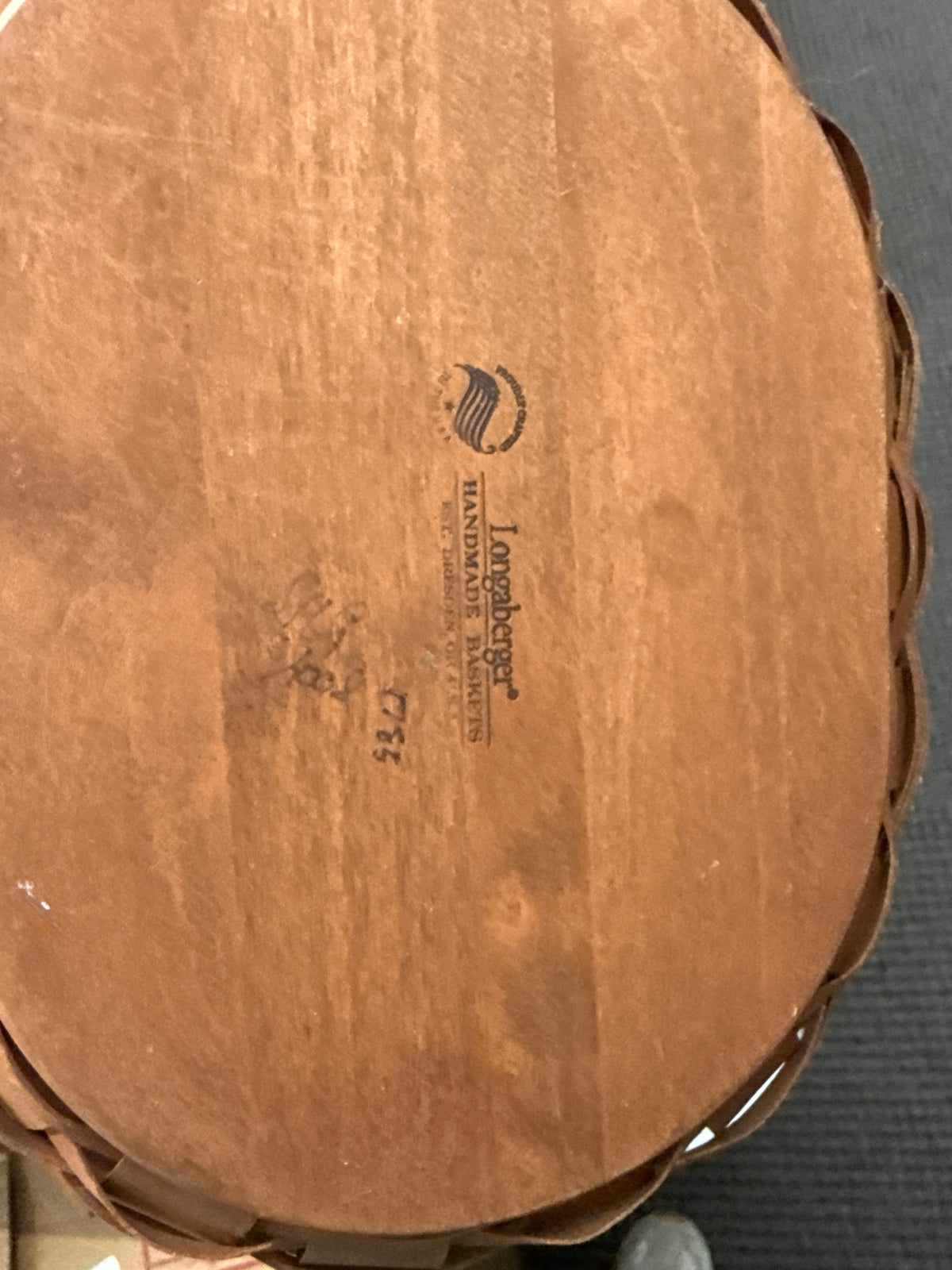 Longaberger rich brown oval spring basket with protector
