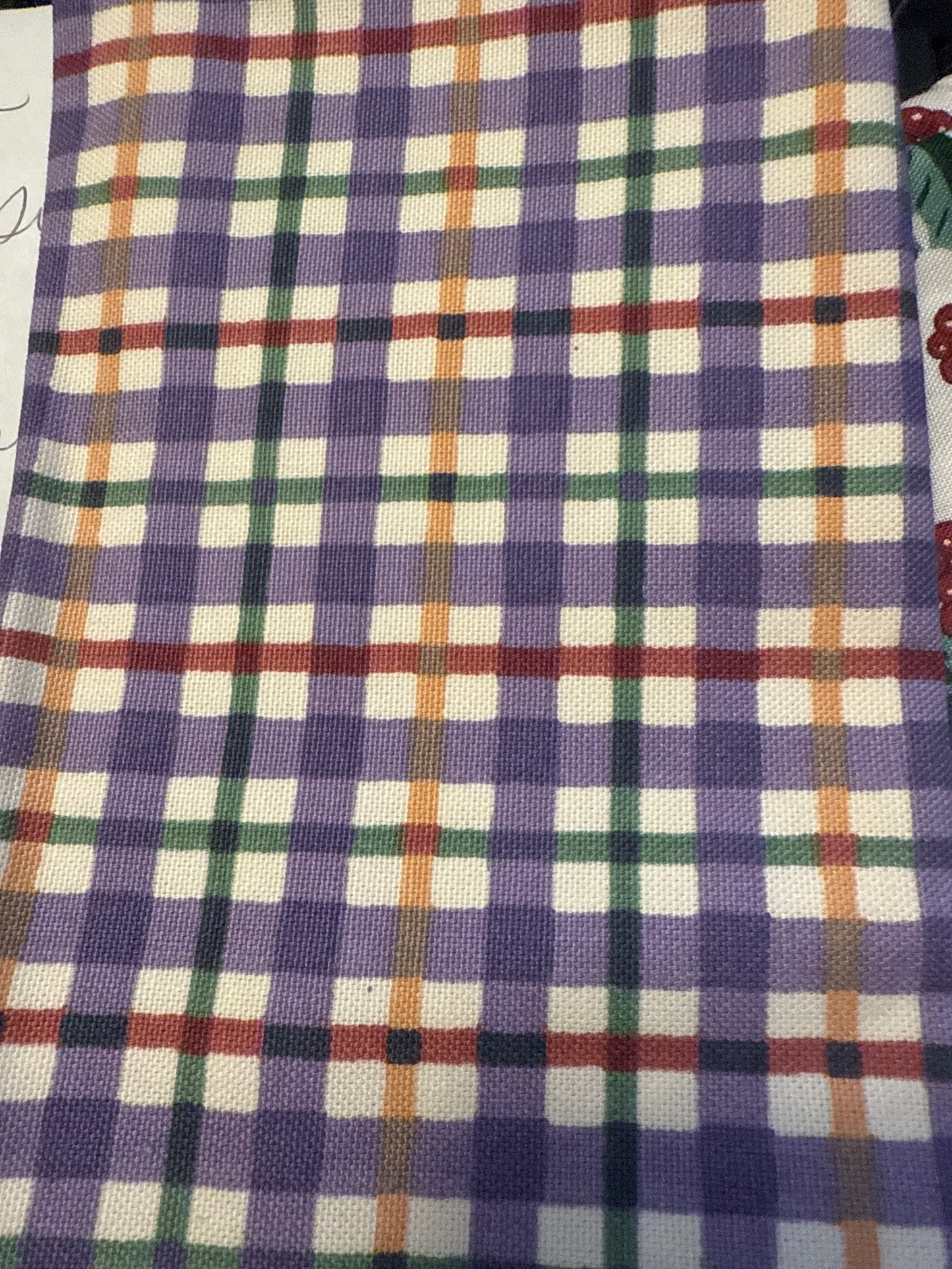 Longaberger napkin in blueberry plaid