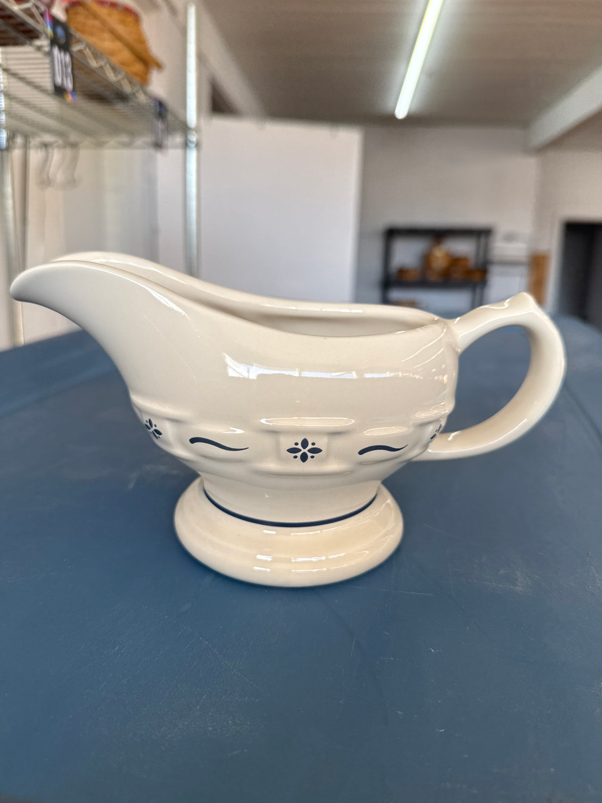 Longaberger gravy boat in classic blue