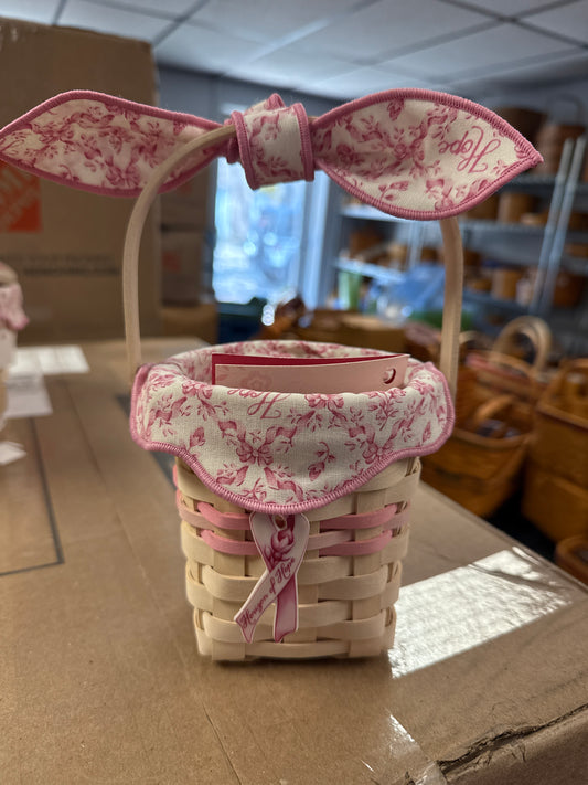 Longaberger 2002 horizon of hope basket with liner, protector, and tie on