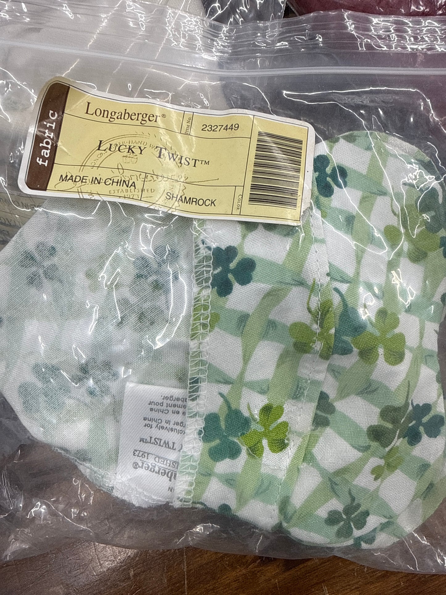 Longaberger lucky twist liner in shamrock