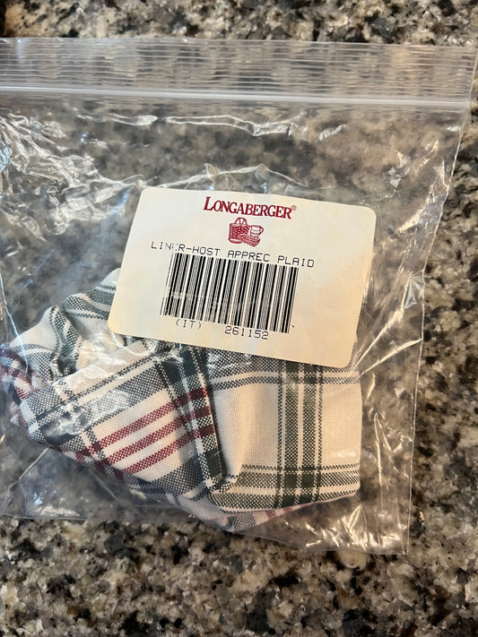 Longaberger hostess appreciation liner in market day plaid