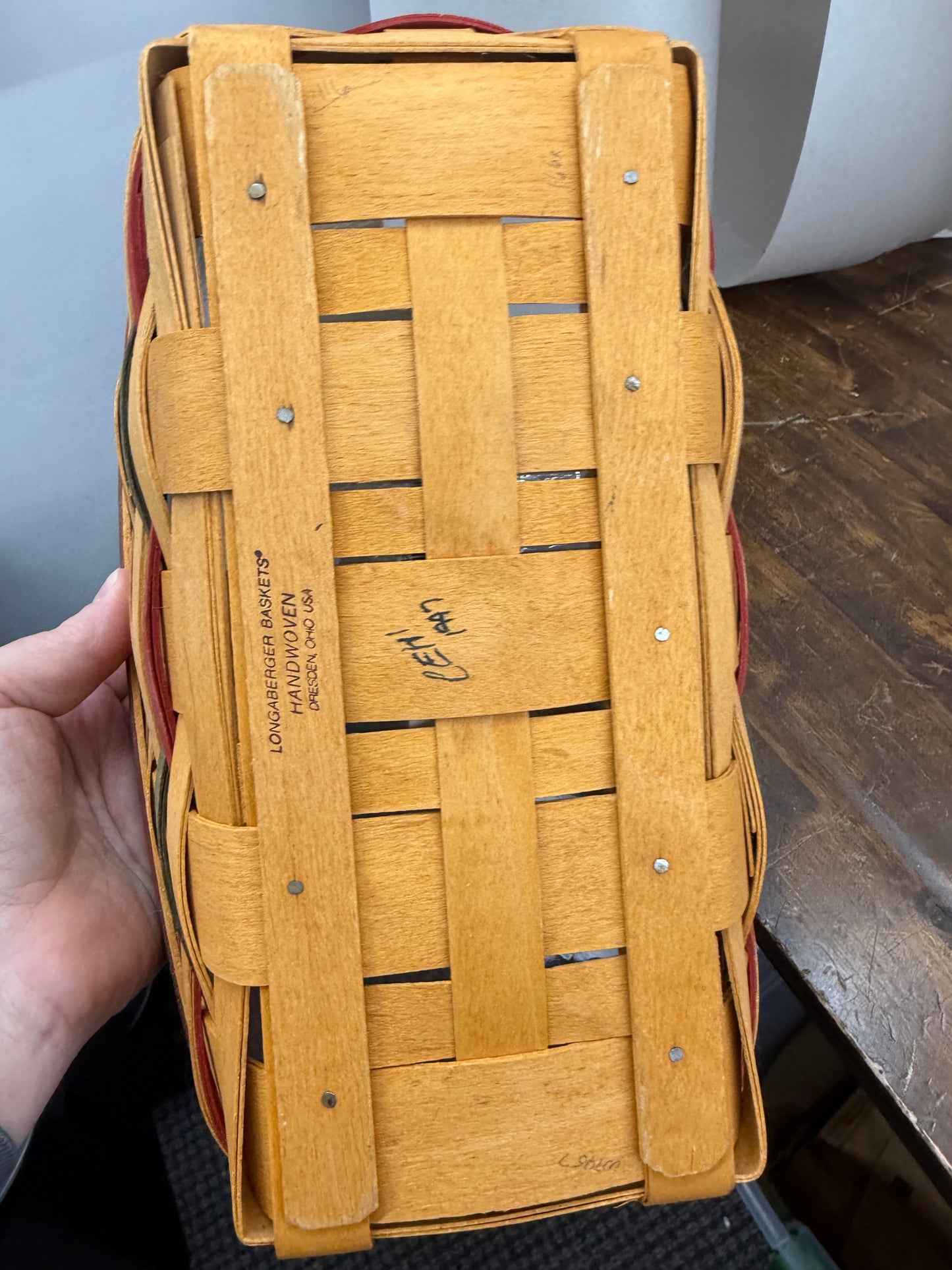 Longaberger medium sleigh basket with protector