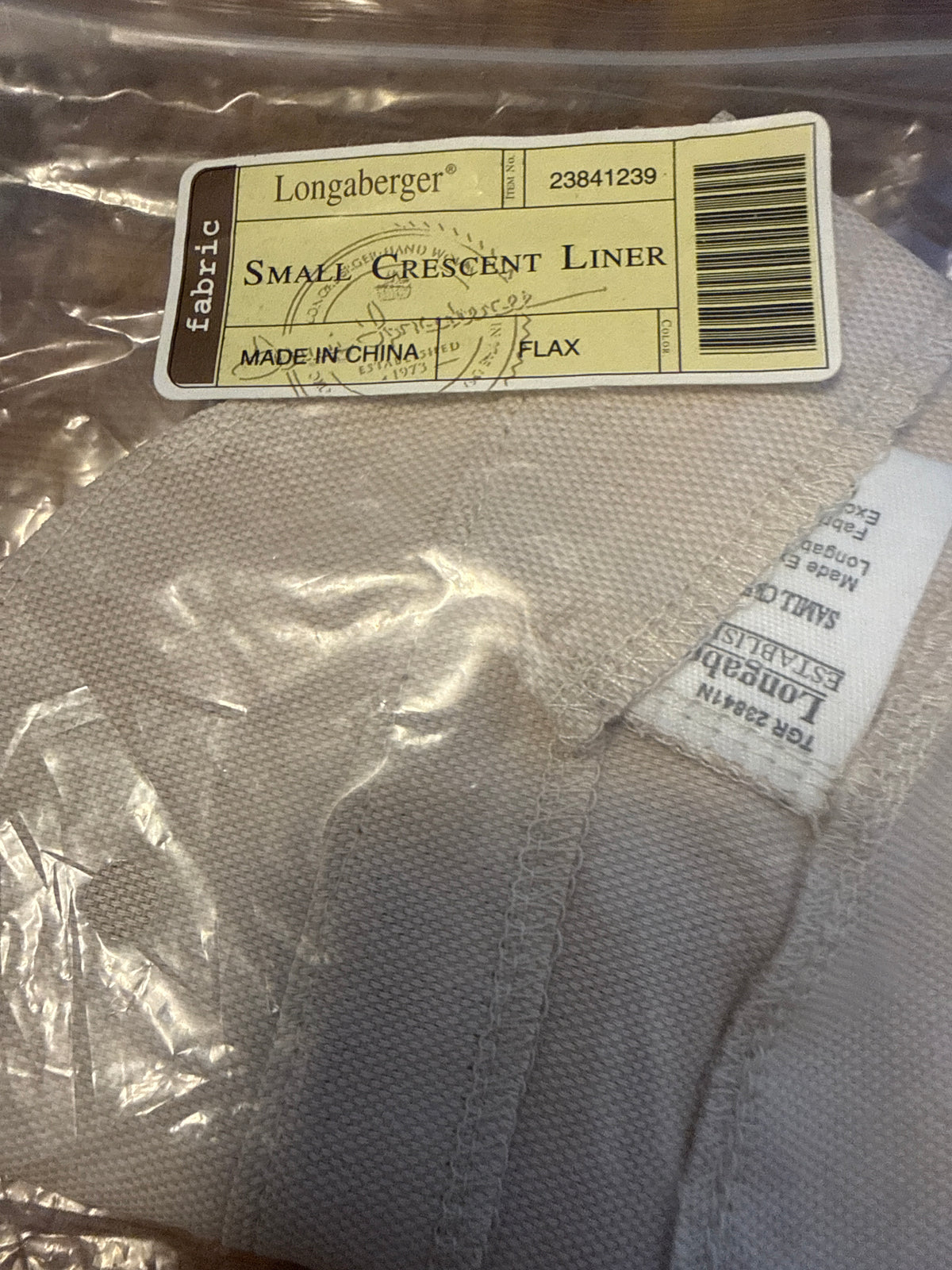 Longaberger small crescent liner in flax