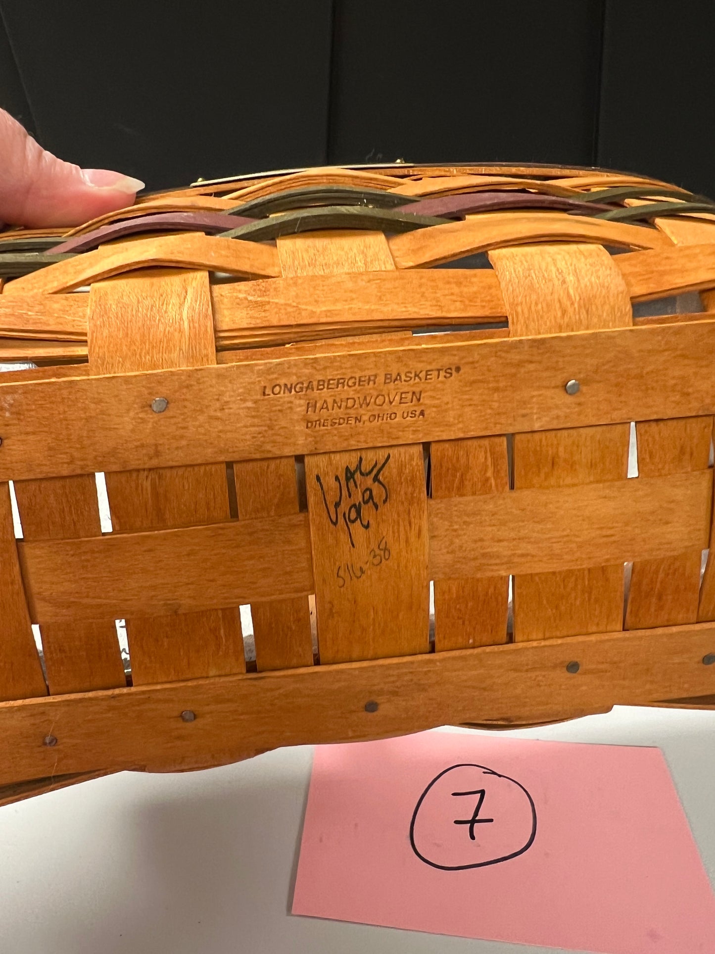 Longaberger 1995 bee basket with protector