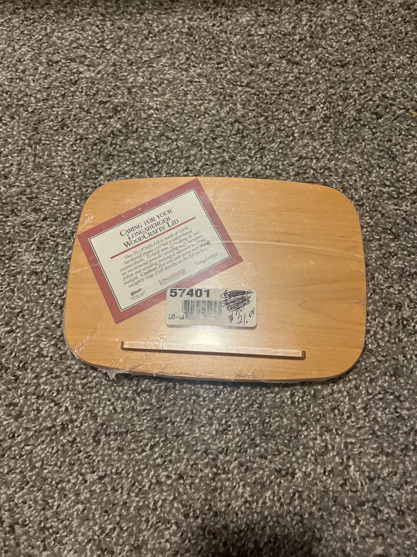 Longaberger large recipe lid