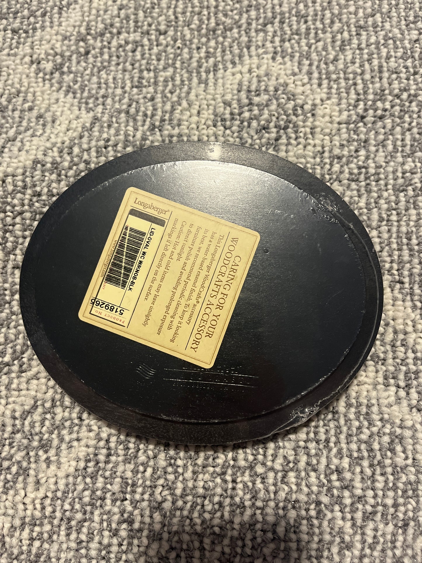 Longaberger oval lid black