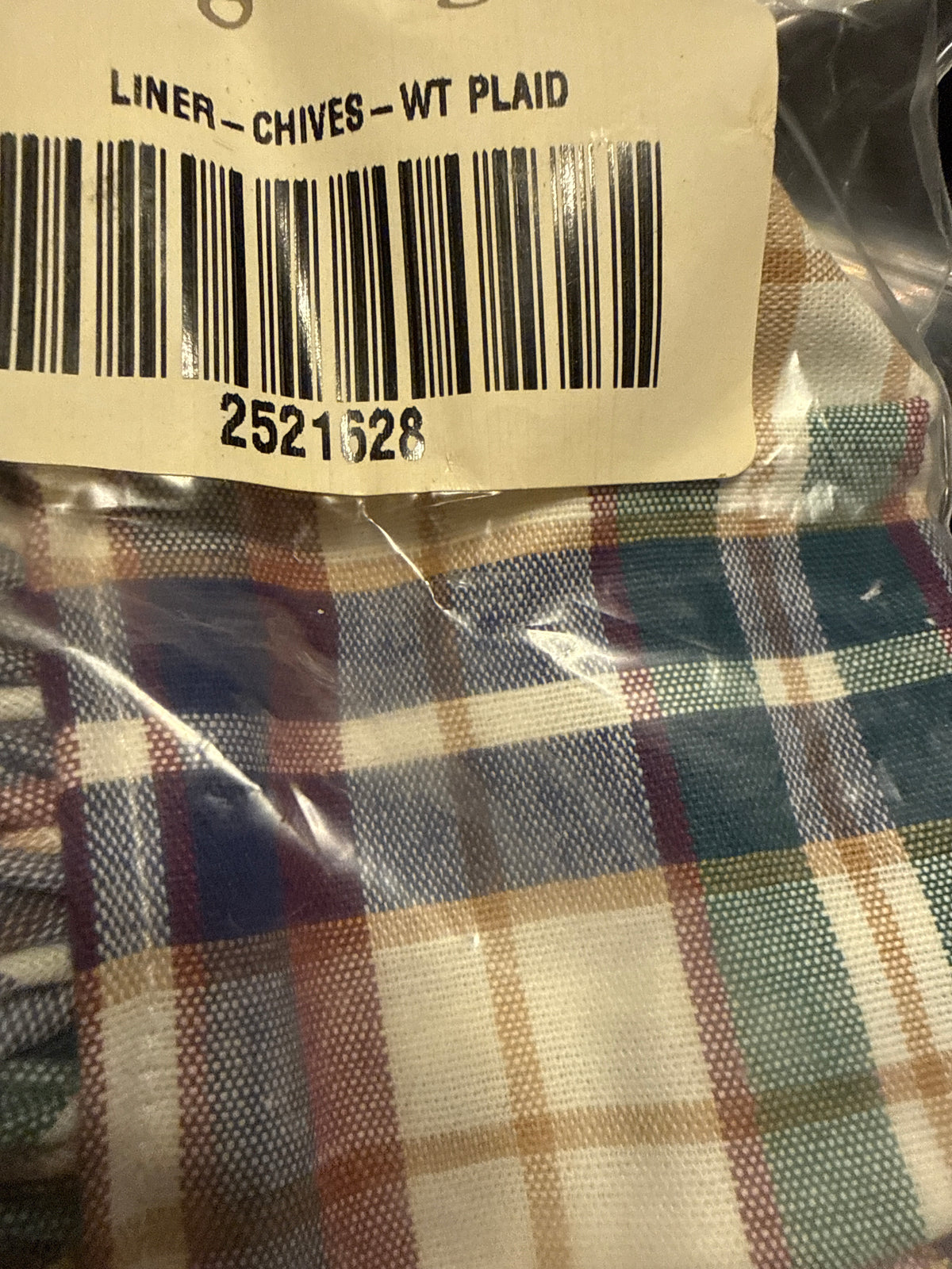 Longaberger chives liner in wt plaid