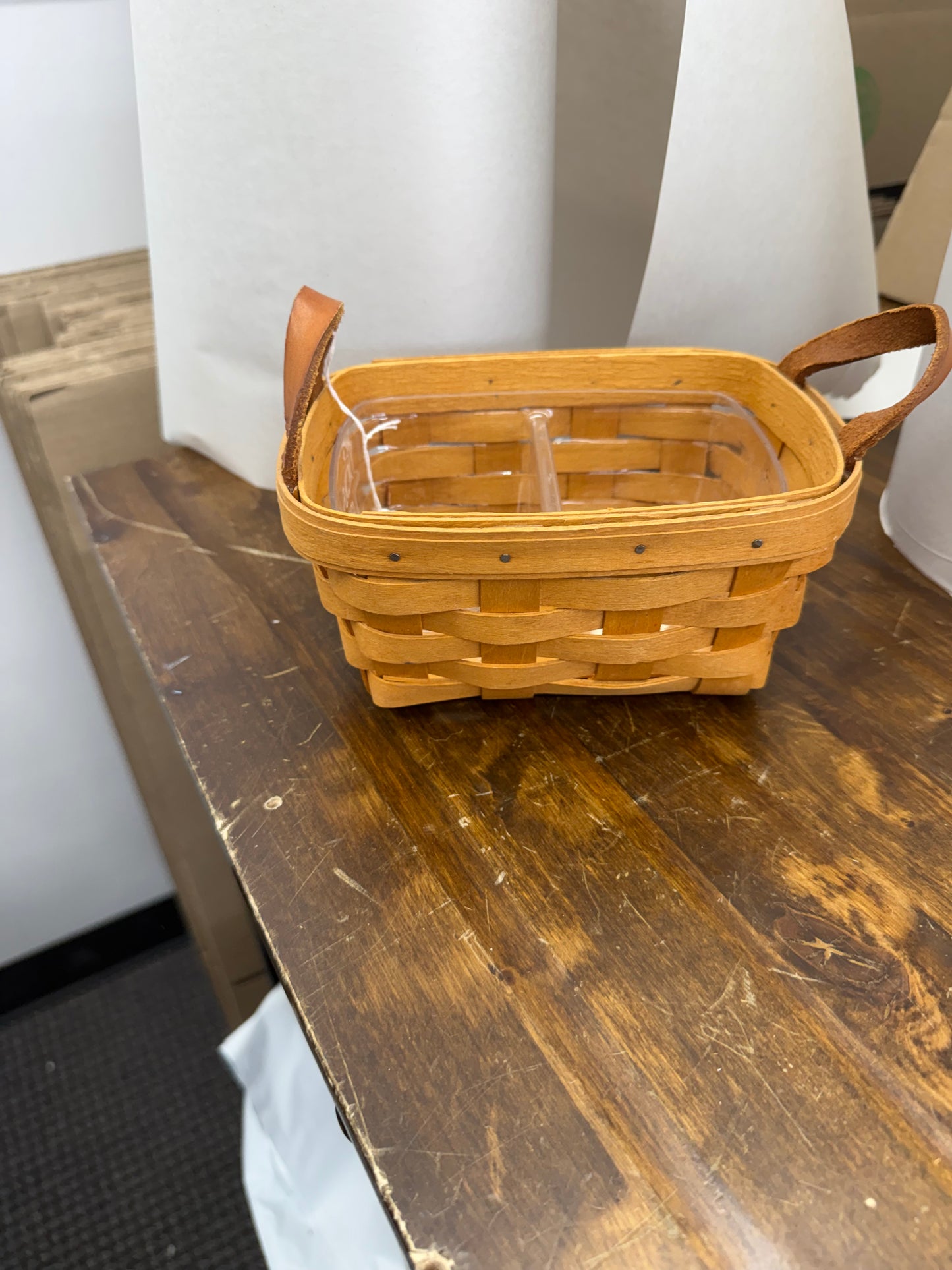 Longaberger tea basket with divided protector