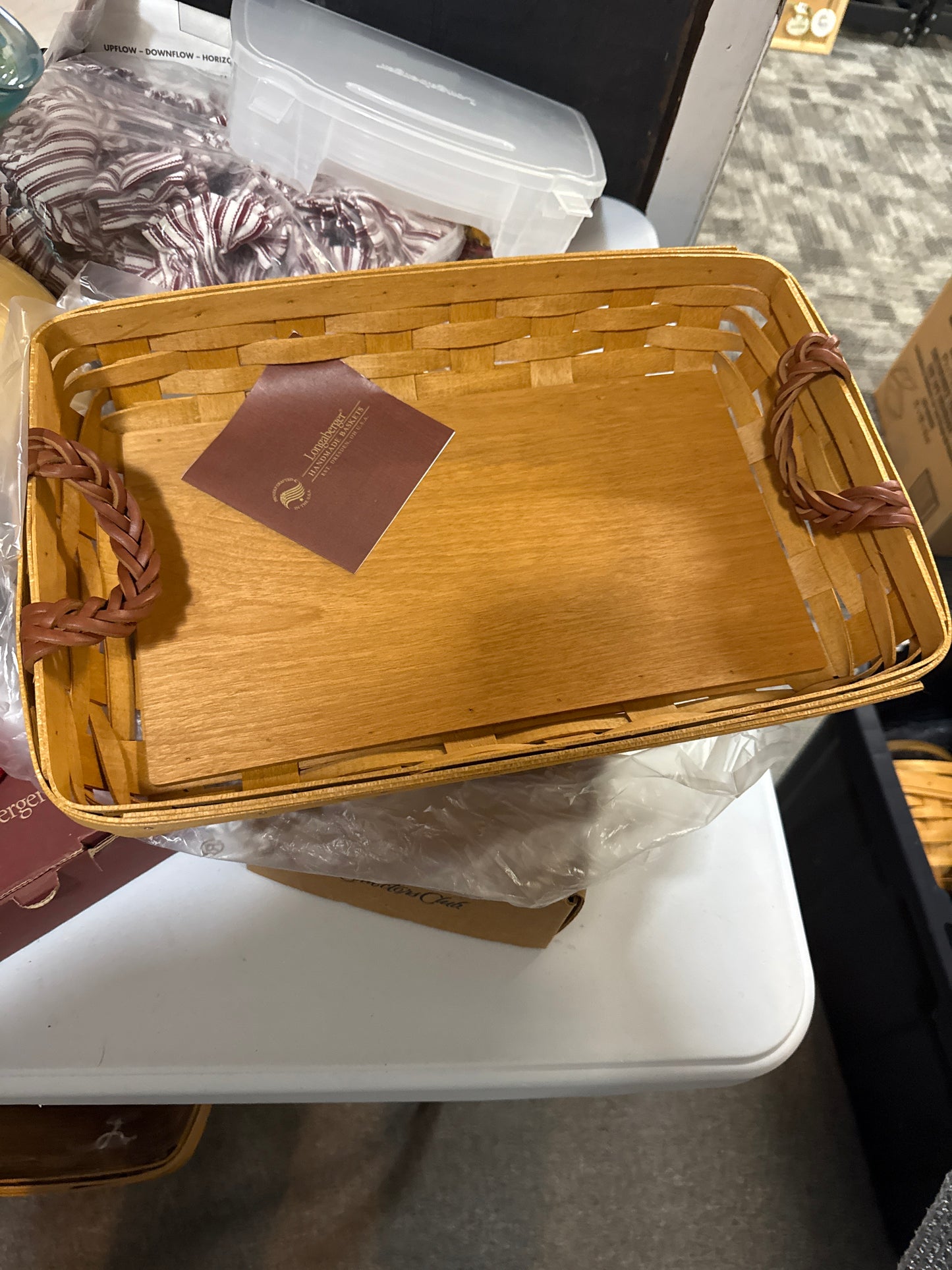 Longaberger medium serving in warm brown in Bin 16