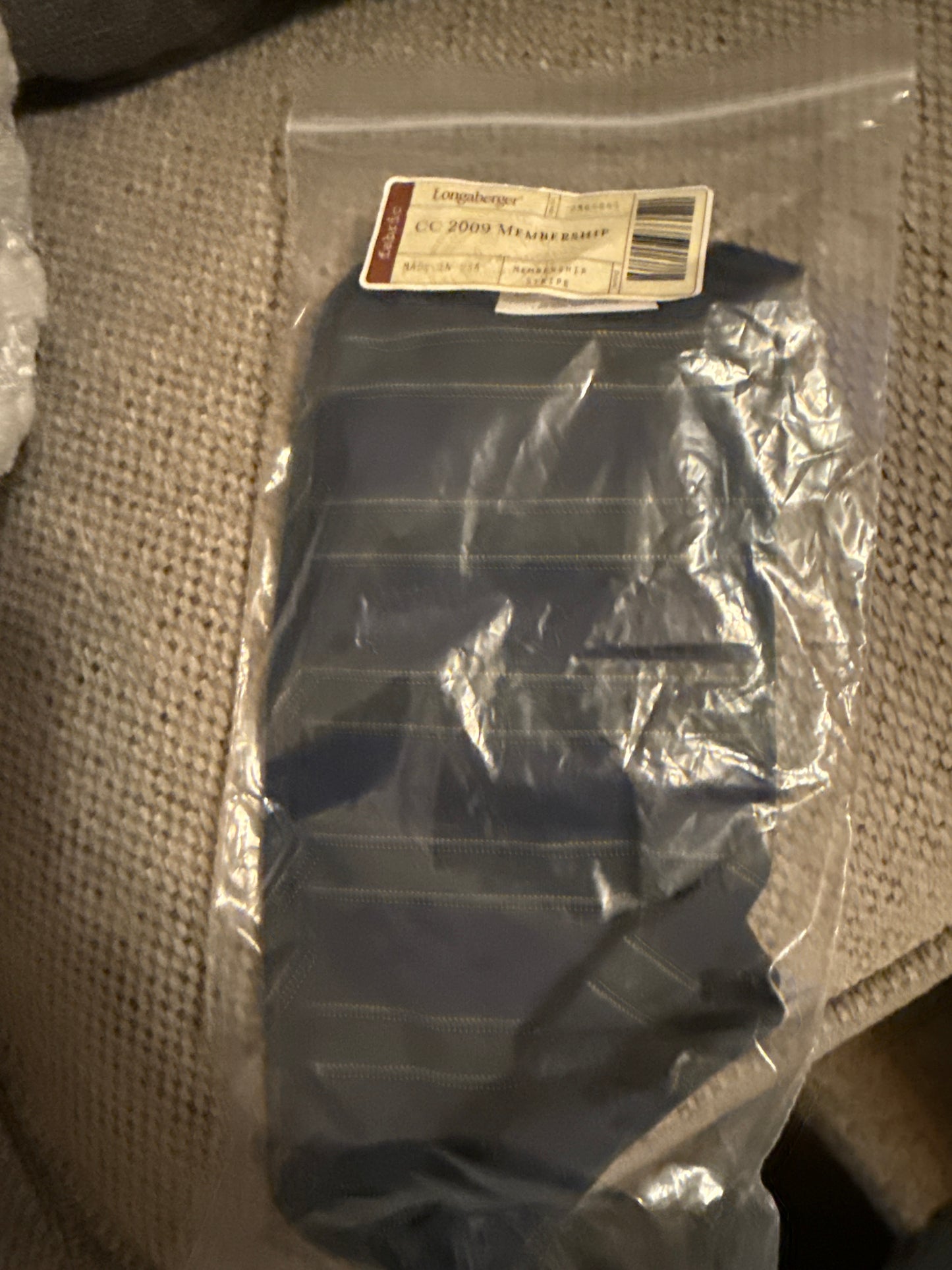 Longaberger 2009 collector’s club membership liner in membership stripe