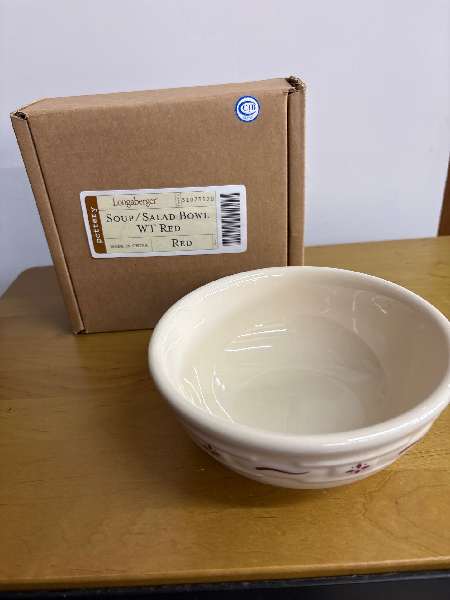 Longaberger Woven Traditions Soup/Salad Bowl in Traditional Red