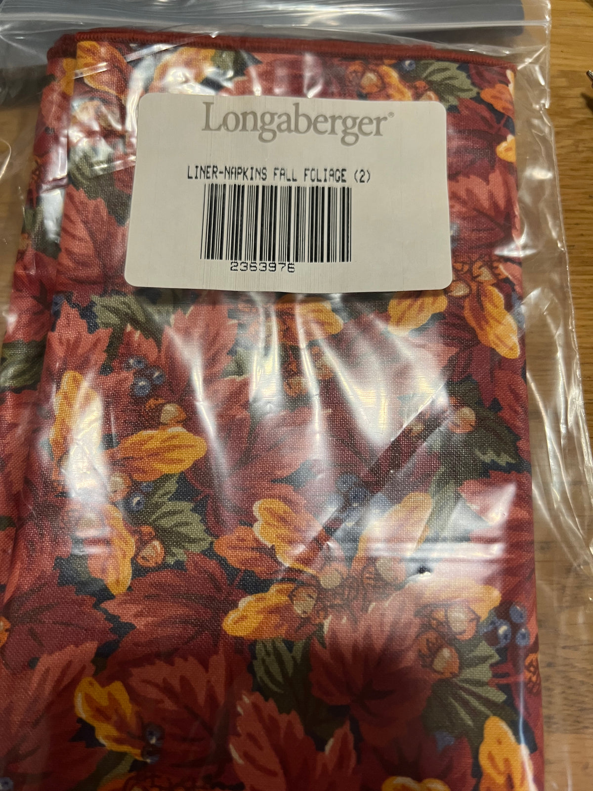 Longaberger set of napkins in fall foliage