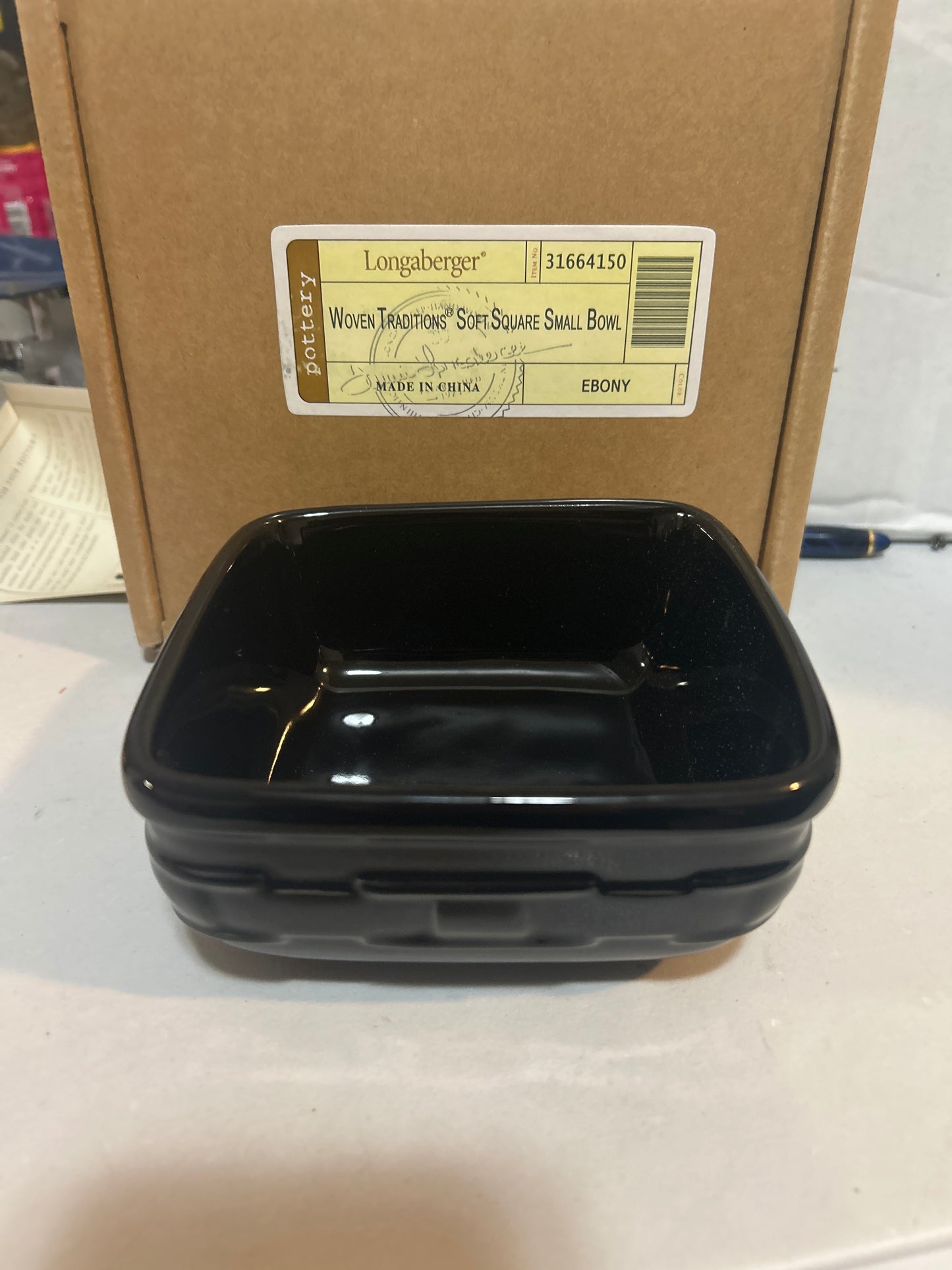 Longaberger woven traditions soft square small bowl in ebony