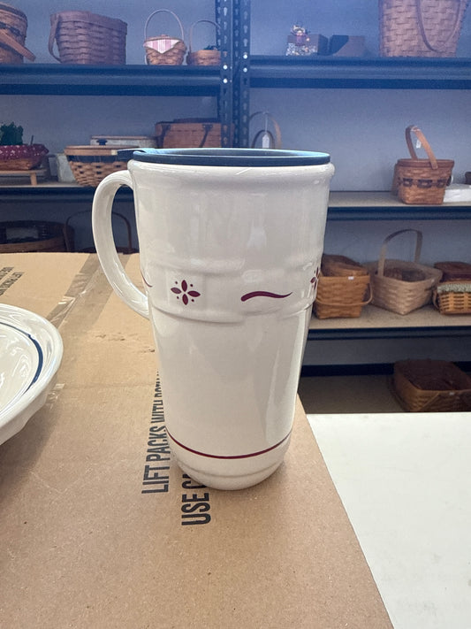Longaberger travel mug in traditional red