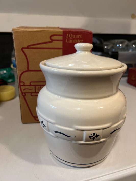 Longaberger 2 quart canister in classic blue