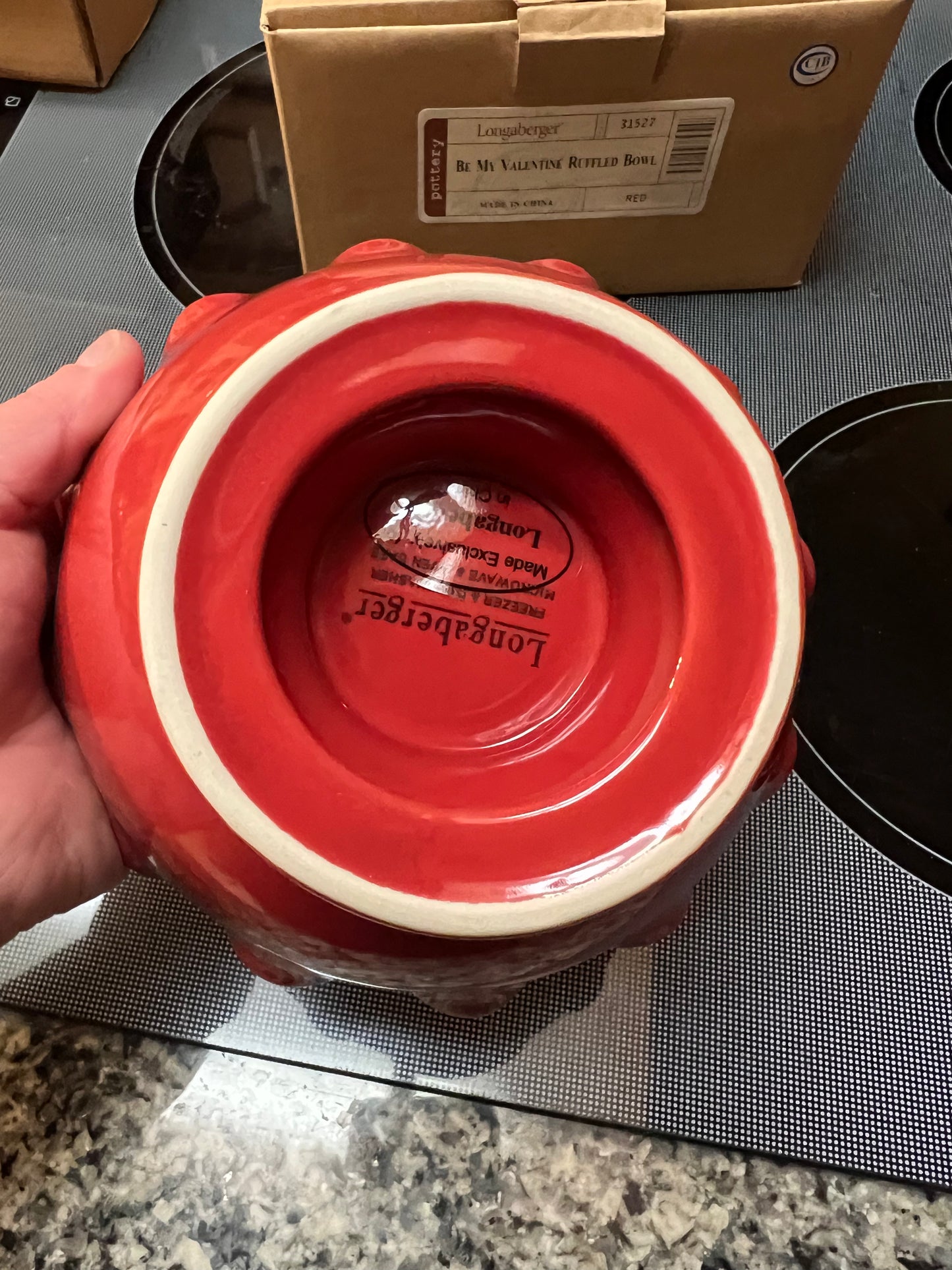 Longaberger be my valentine ruffled bowl