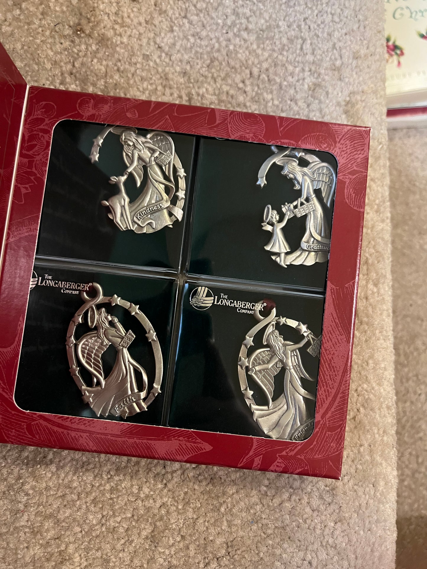 Longaberger pewter angel ornaments set