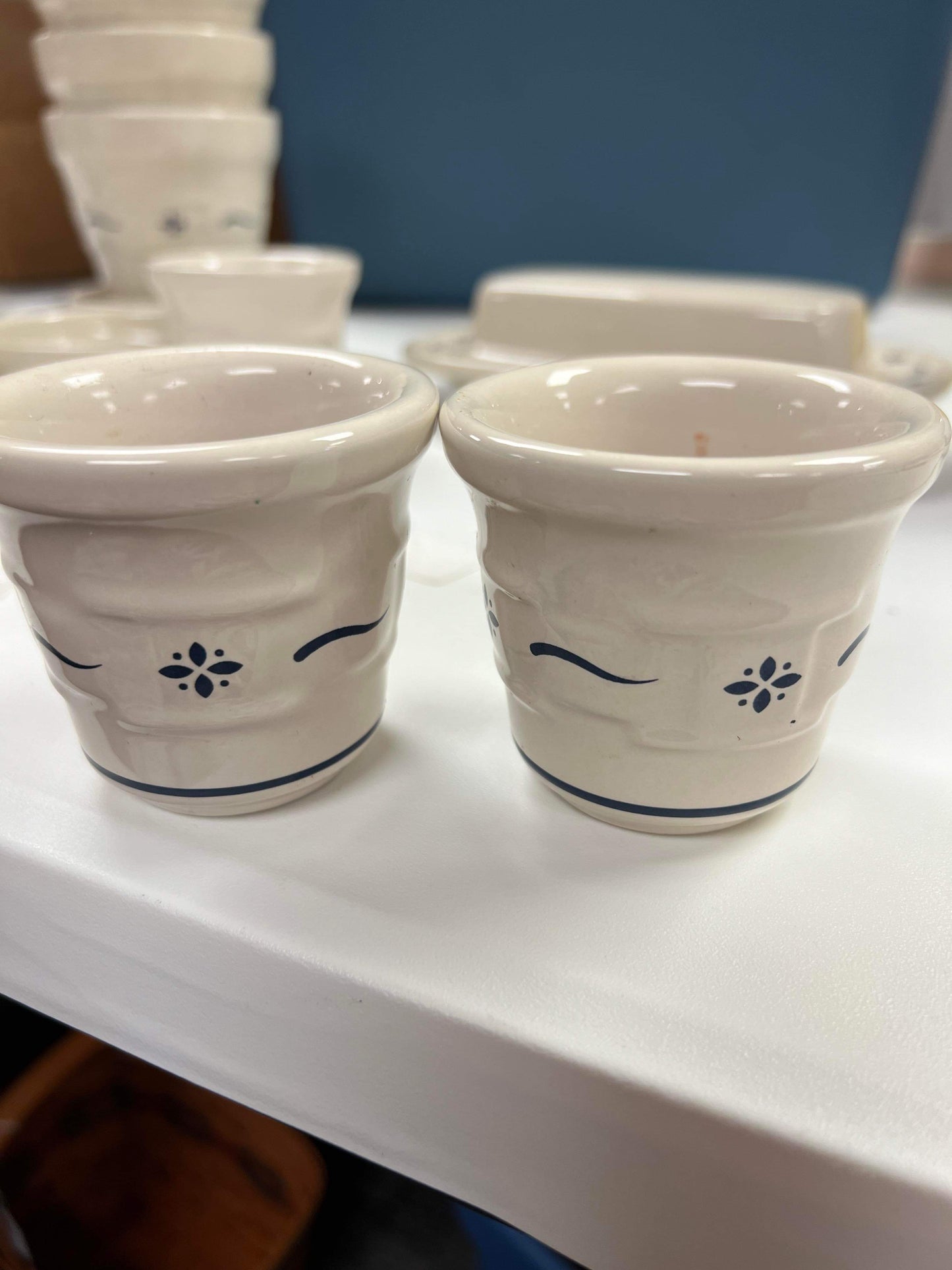 Longaberger Votives with Candles in Woven Tradition Classic Blue