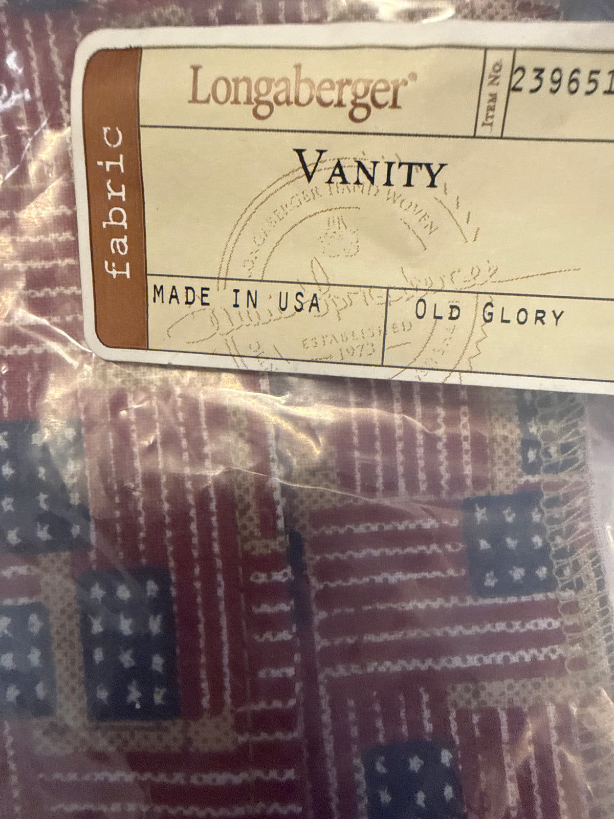 Longaberger vanity liner in old glory