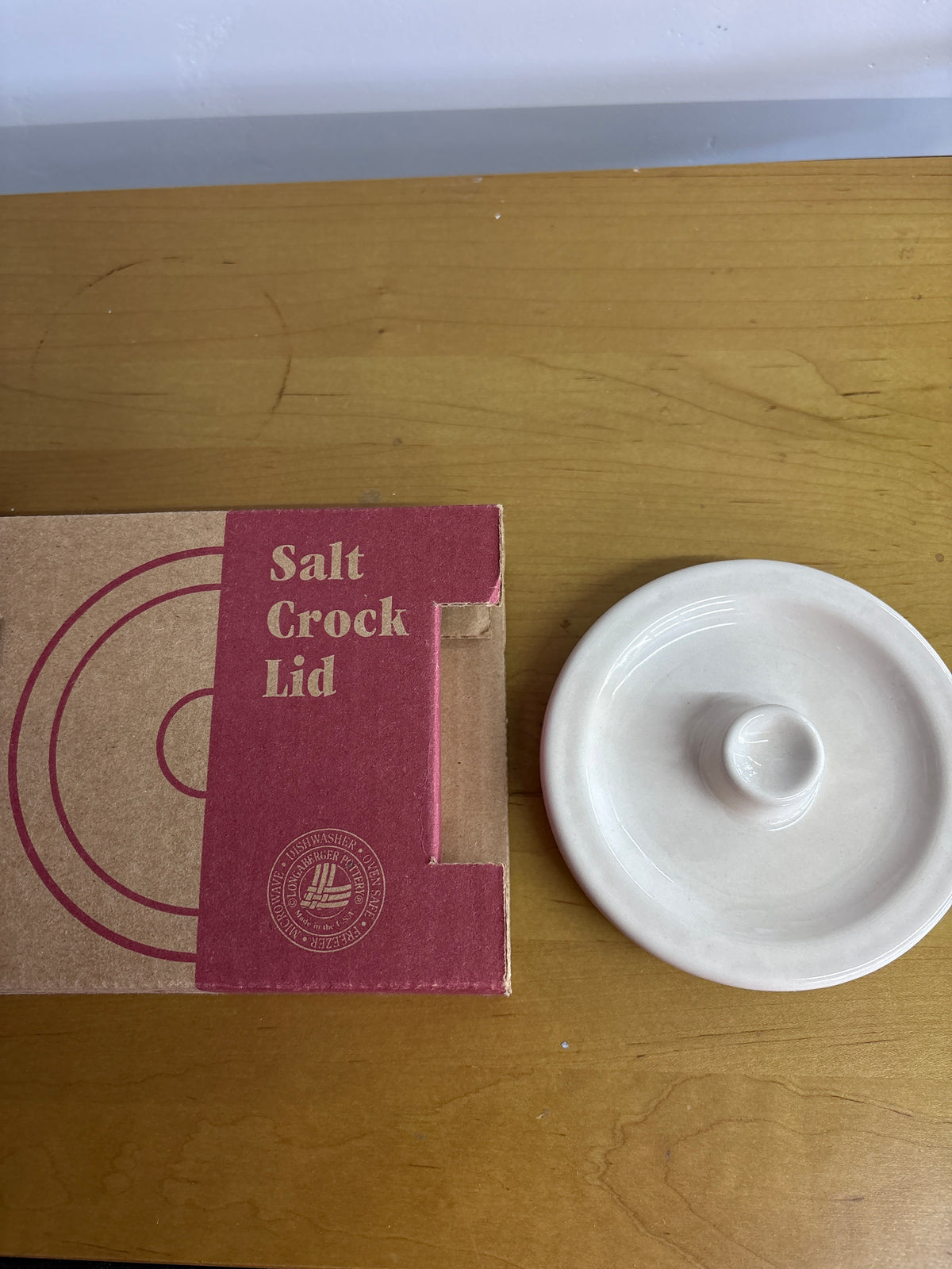Longaberger Salt Crock Lid in Ivory