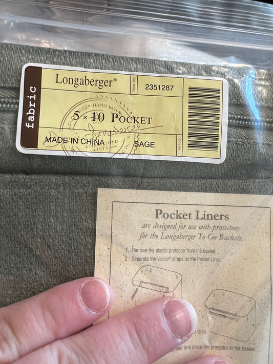 Longaberger 5x10 pocket in Sage