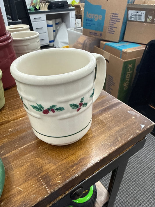 Longaberger coffee mug in traditional holly