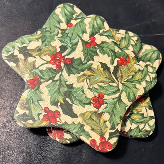 Longaberger American Holly Set of 4 Coasters