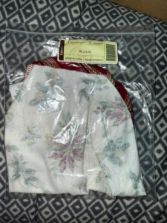 Longaberger napkin liner in holiday botanical