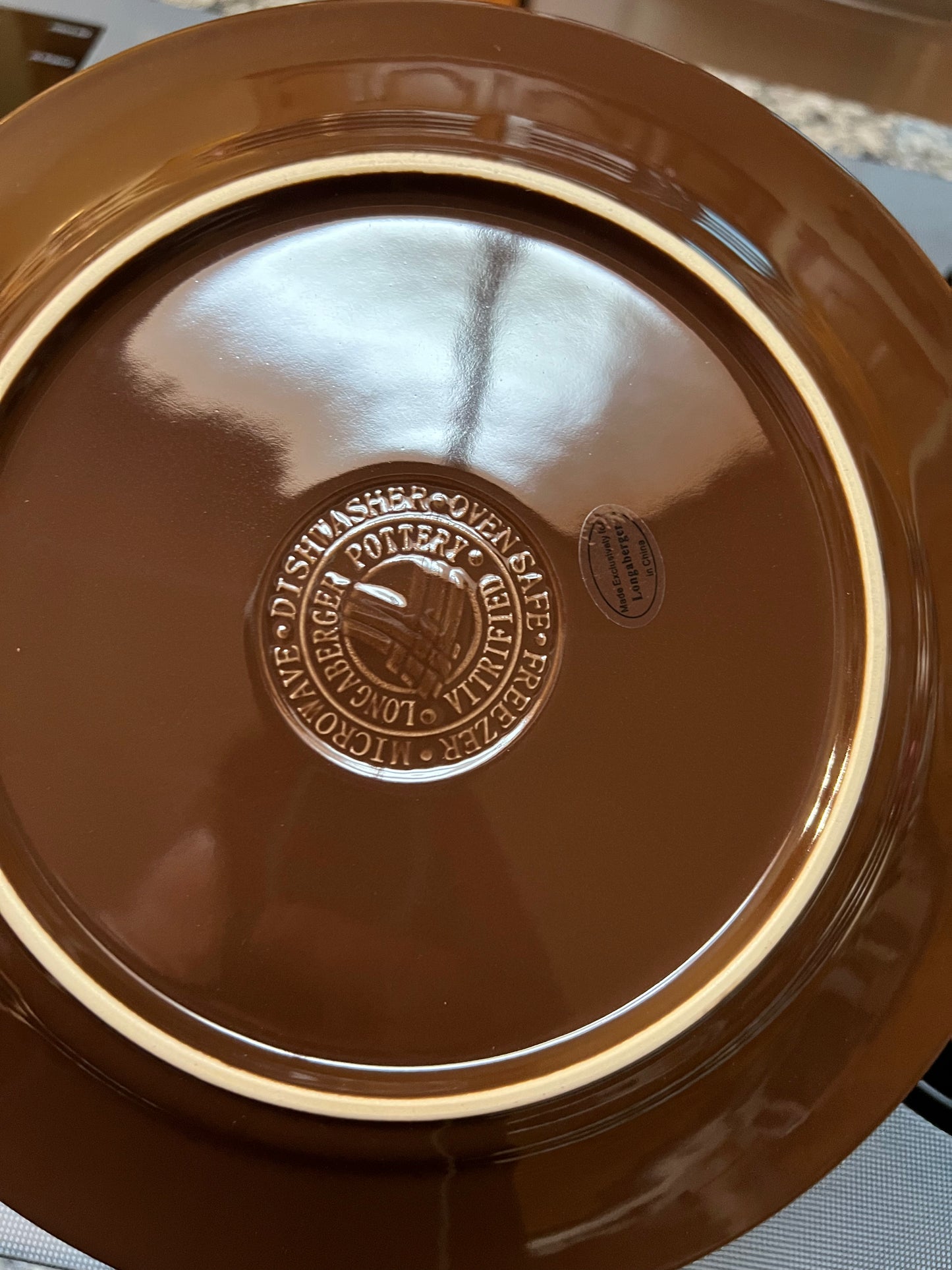 Longaberger dinner plate in chocolate