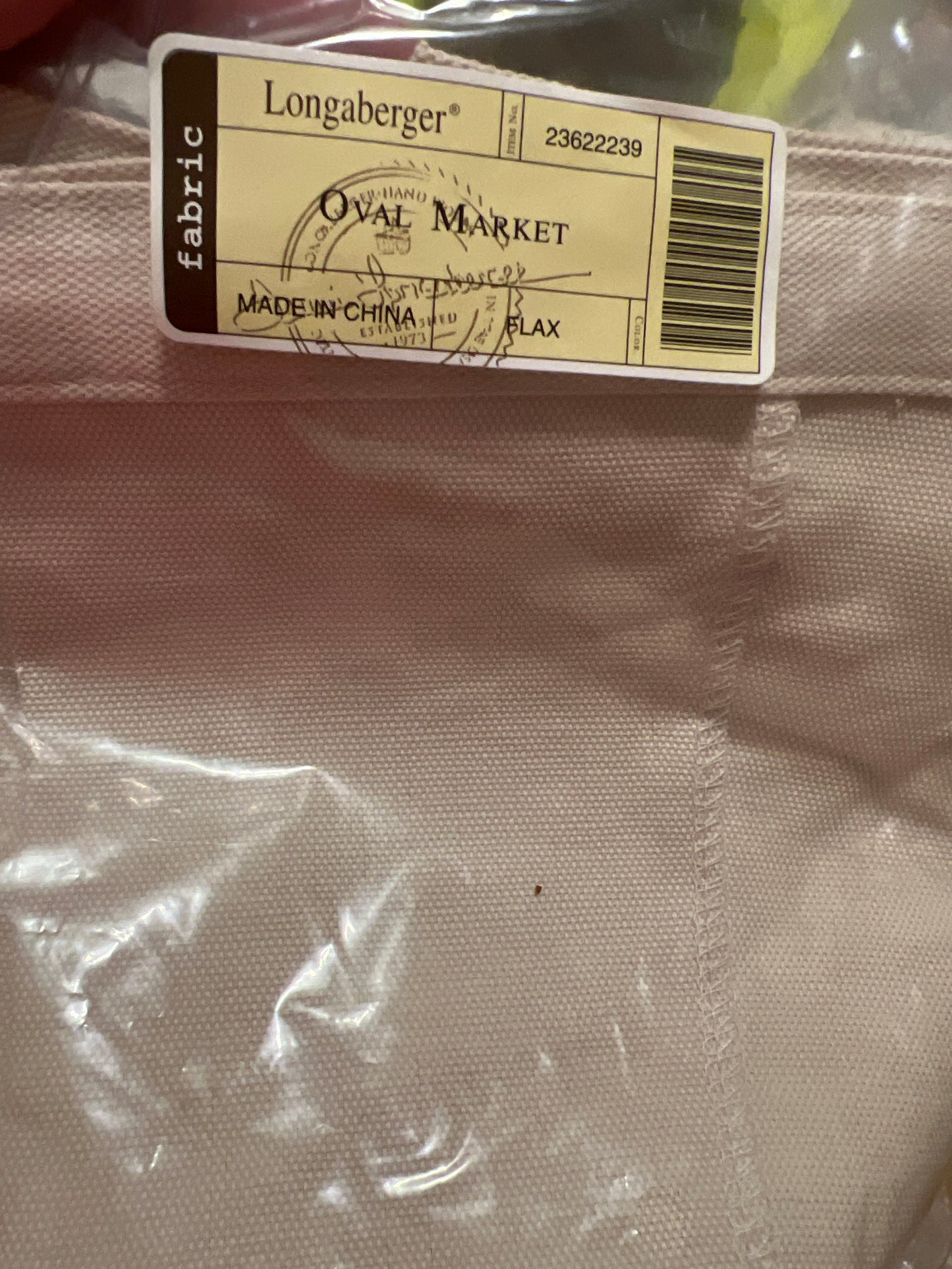 Longaberger oval market liner in flax