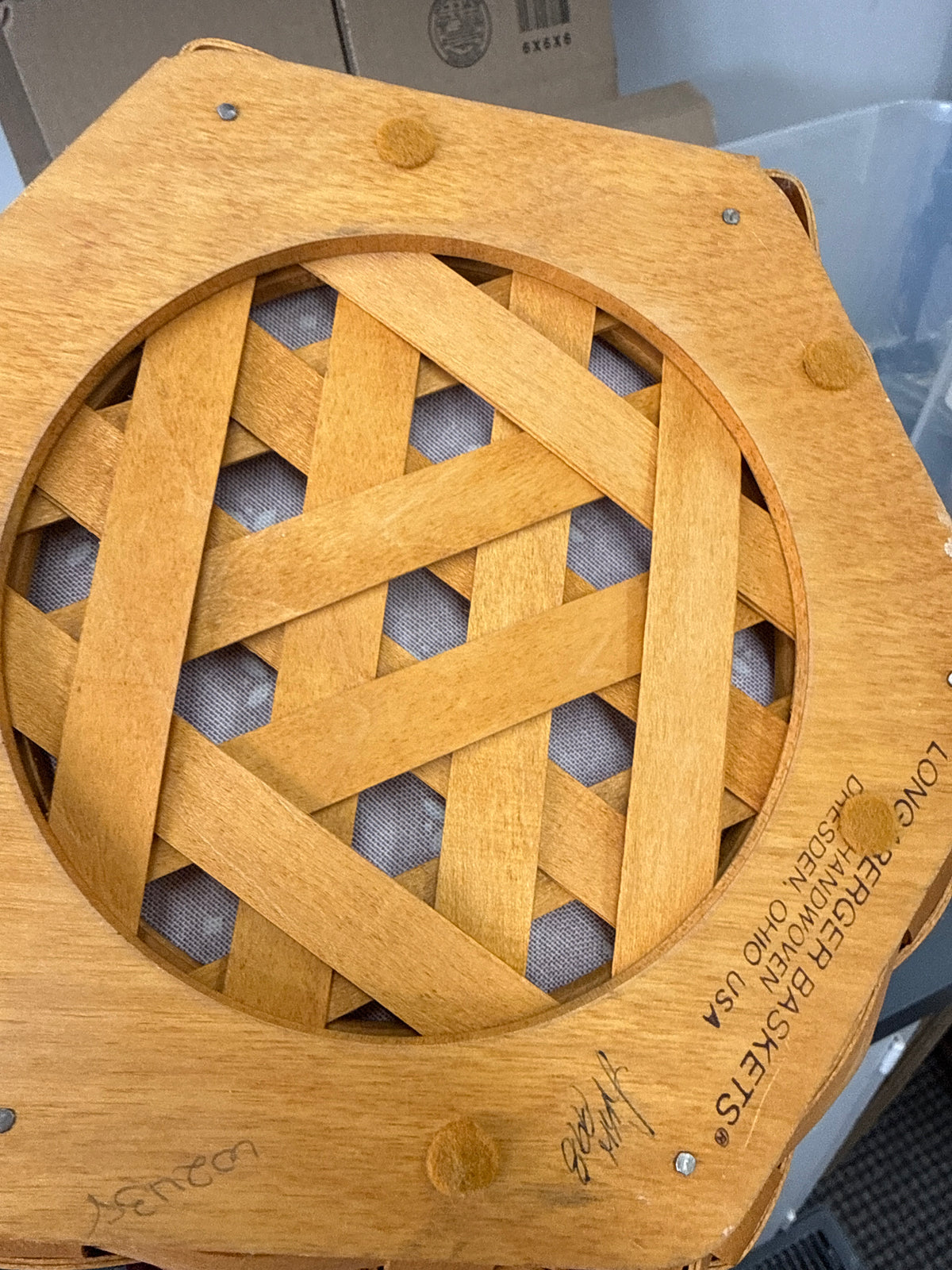 Longaberger 9” generation basket with lid, liner and protector