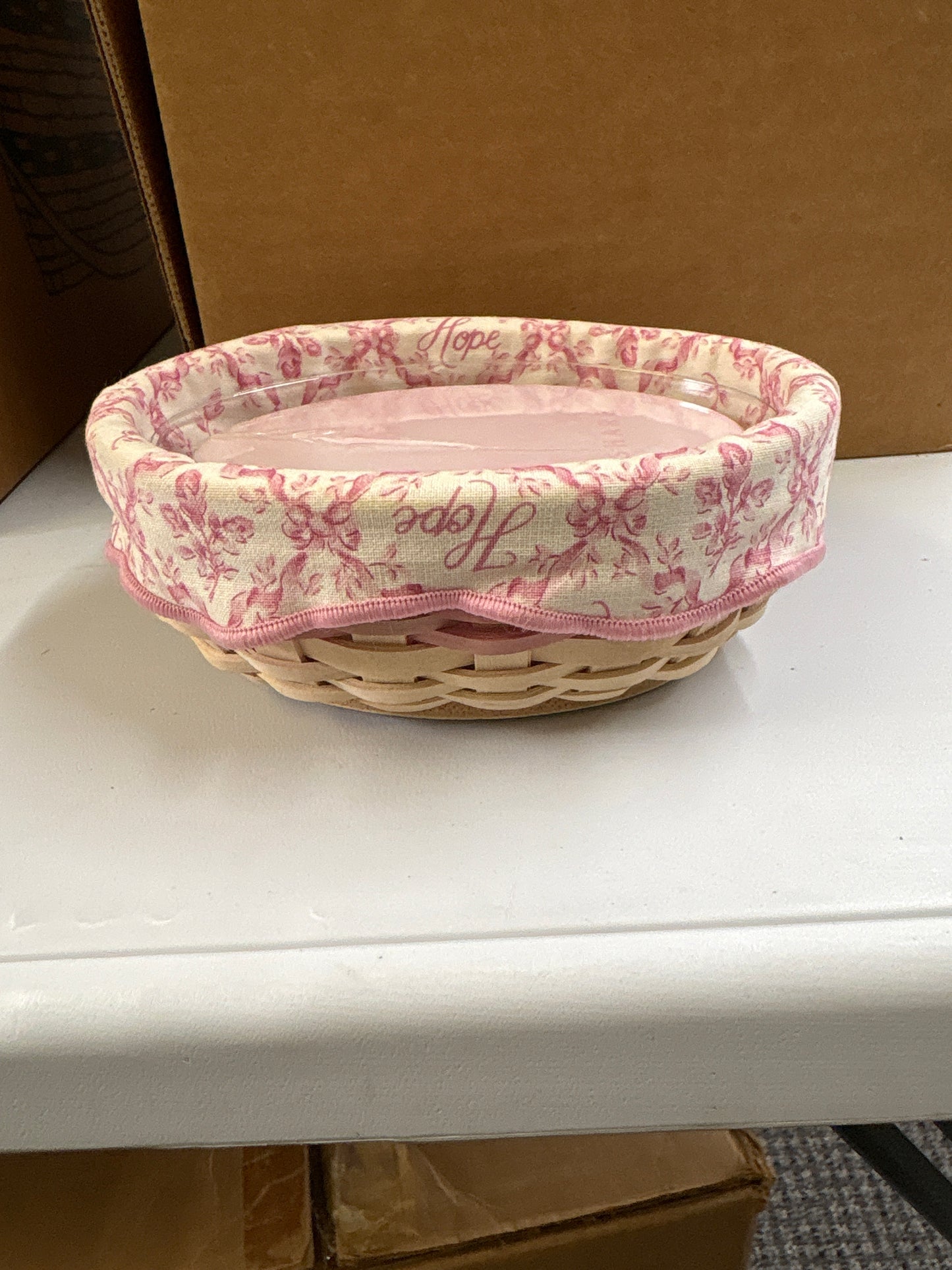 Longaberger 2003 horizon of hope basket with liner, notepad,  and protector
