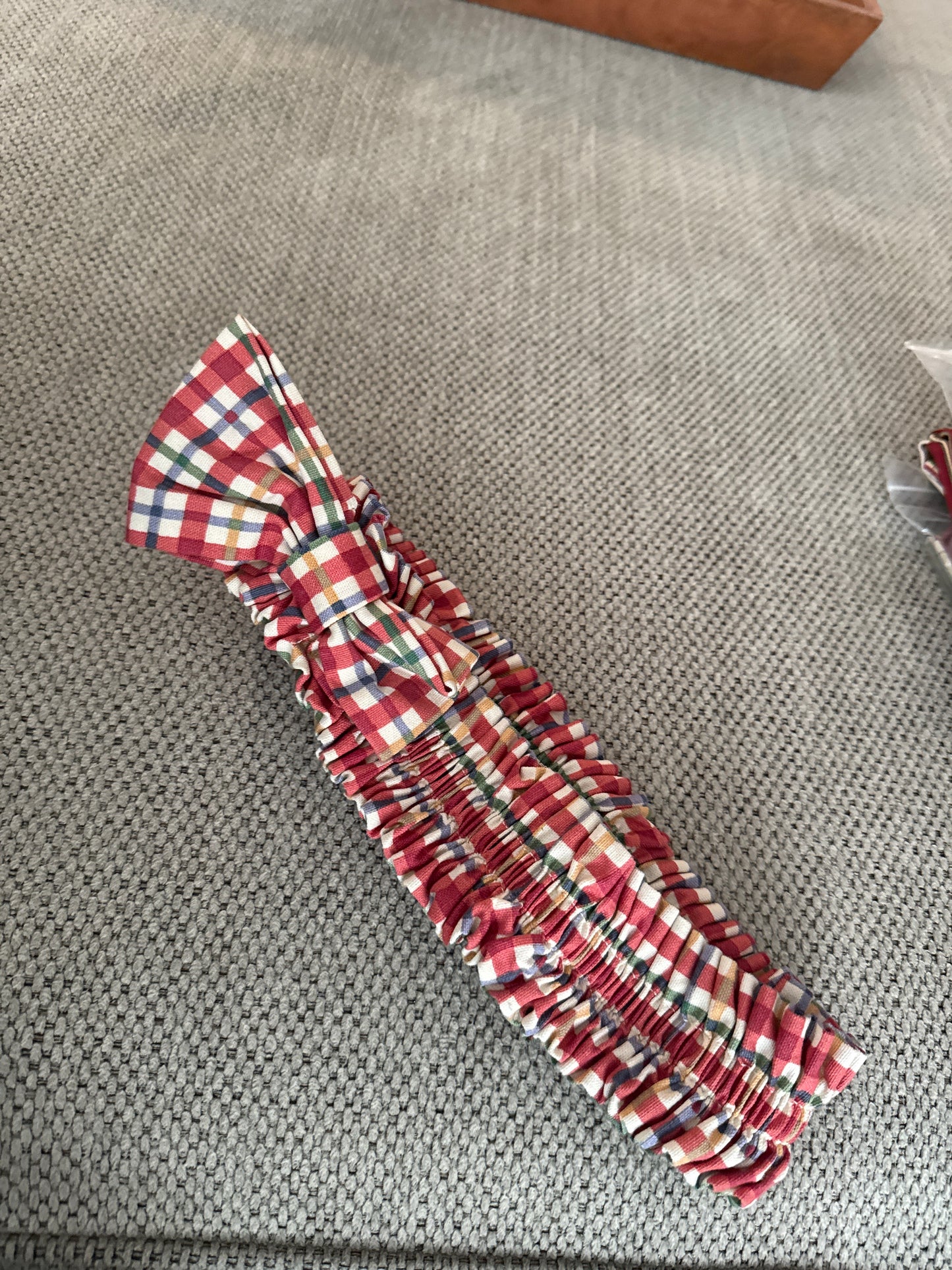 Longaberger medium garter in cherry red plaid