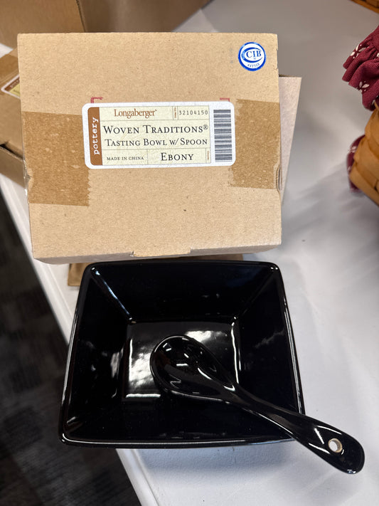 Longaberger tasting bowl with spoon in ebony