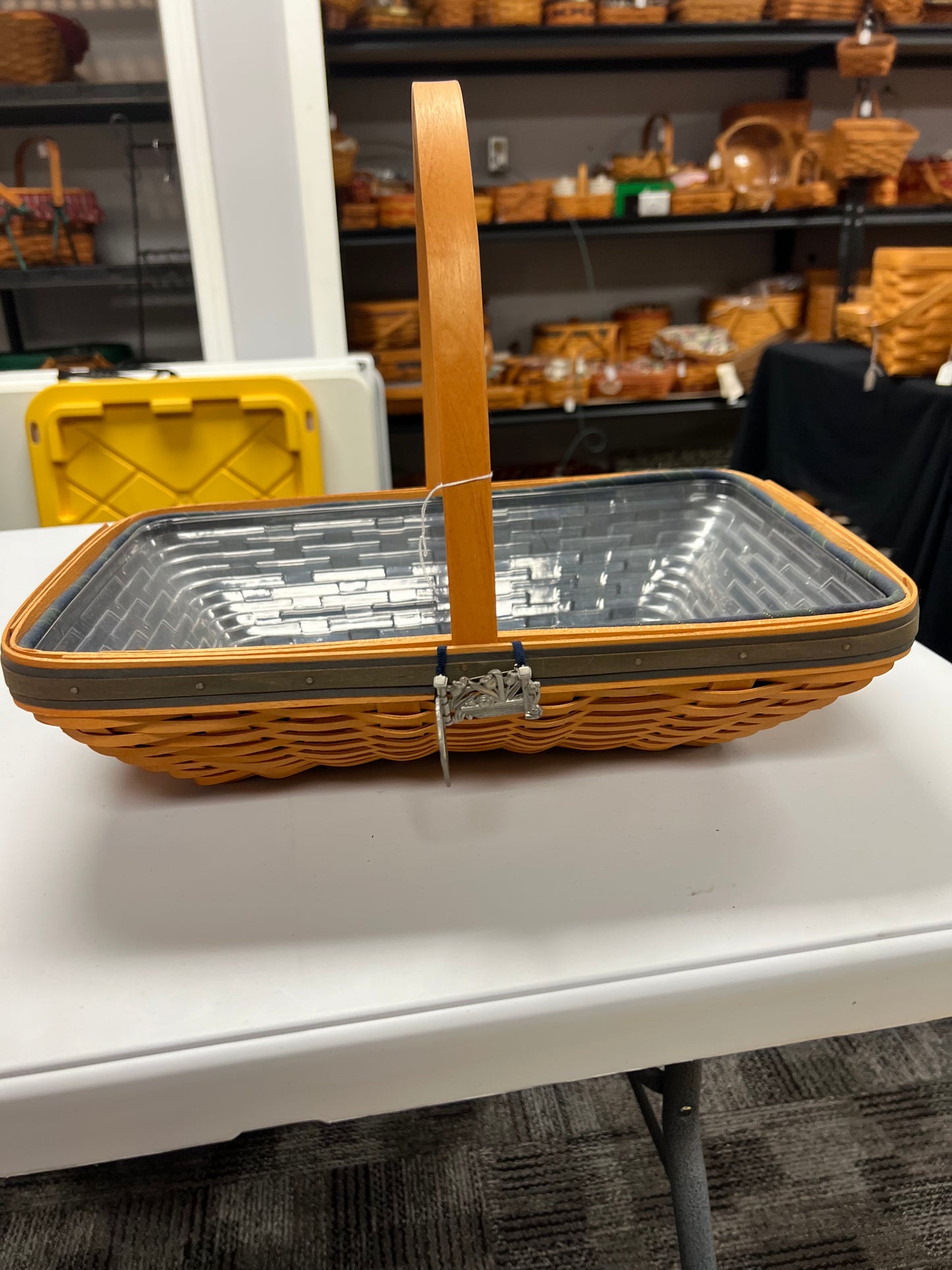 Longaberger spring meadow basket with liner, protector & tie on